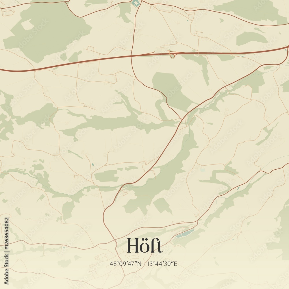 Vintage map of Höft, Austria.