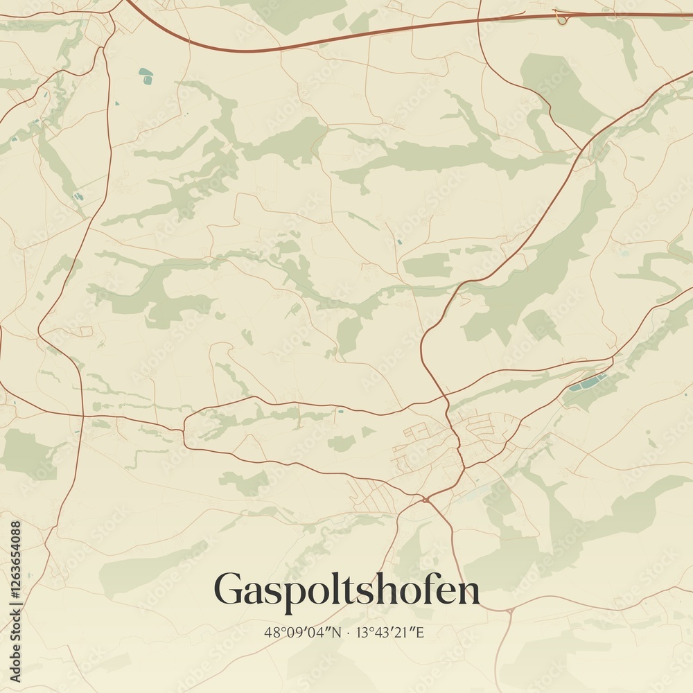 Vintage map of Gaspoltshofen, Austria.