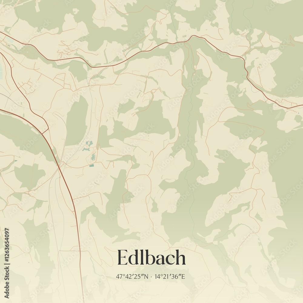 Vintage map of Edlbach, Austria.