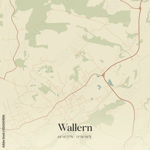 Obraz na płótnie Vintage map of Wallern, Austria. w salonie