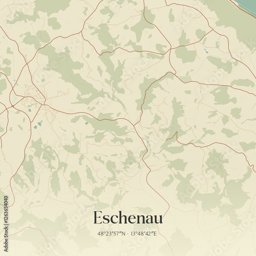 Obraz na płótnie Vintage map of Eschenau, Austria. w salonie
