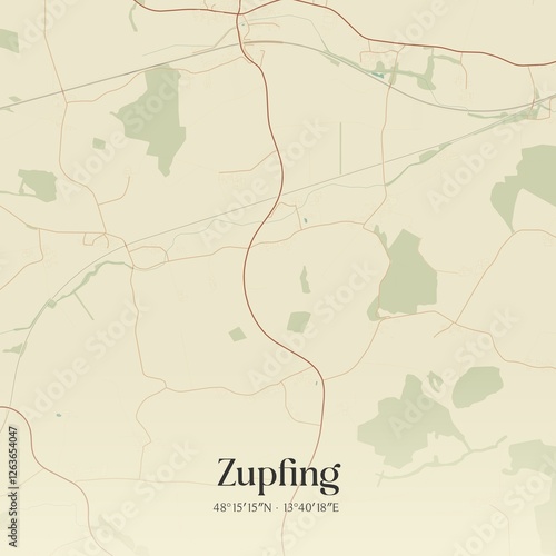 Obraz na płótnie Vintage map of Zupfing, Austria. w salonie