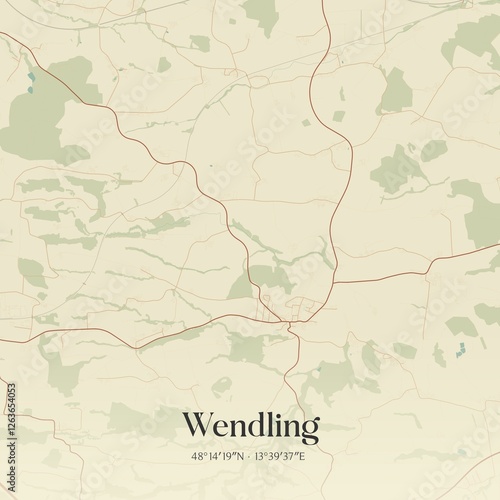Obraz na płótnie Vintage map of Wendling, Austria. w salonie