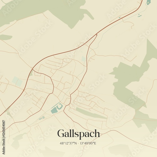 Obraz na płótnie Vintage map of Gallspach, Austria. w salonie