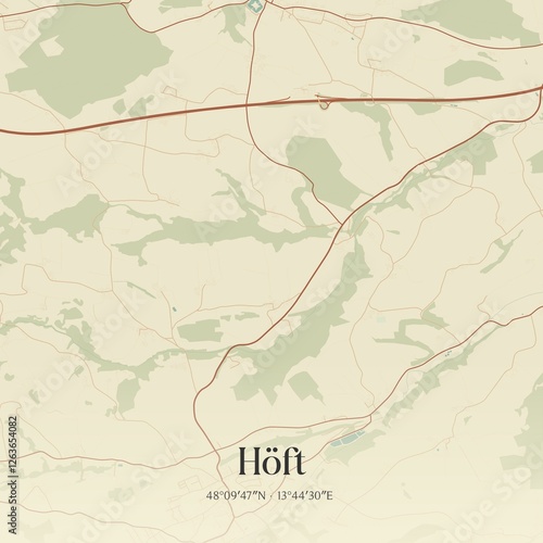 Obraz na płótnie Vintage map of Höft, Austria. w salonie