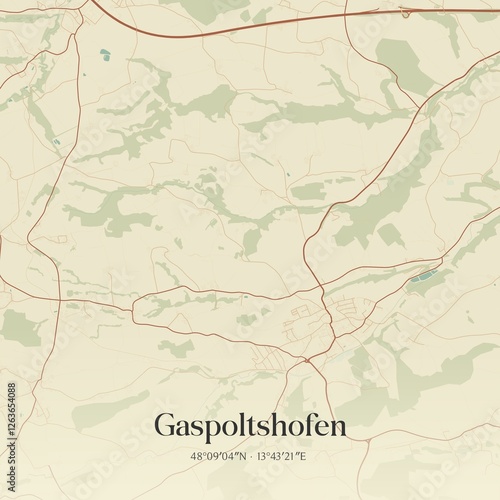 Obraz na płótnie Vintage map of Gaspoltshofen, Austria. w salonie