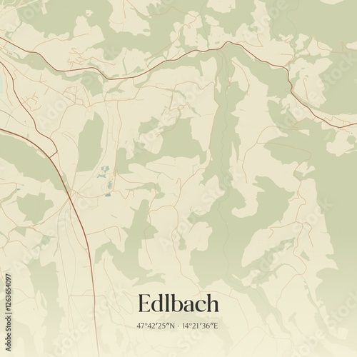 Obraz na płótnie Vintage map of Edlbach, Austria. w salonie