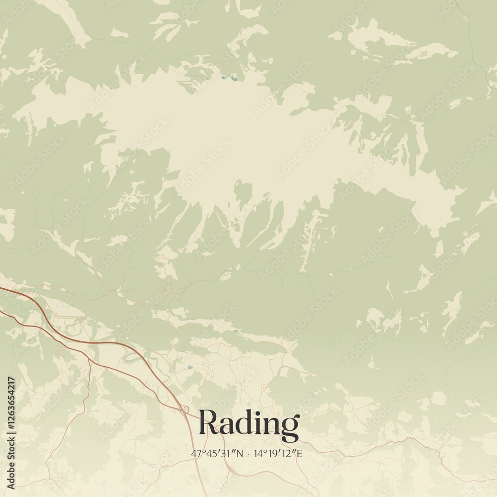 Vintage map of Rading, Austria.
