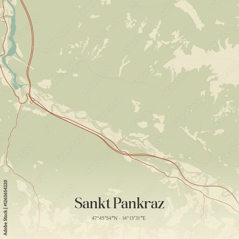 Vintage map of Sankt Pankraz, Austria.