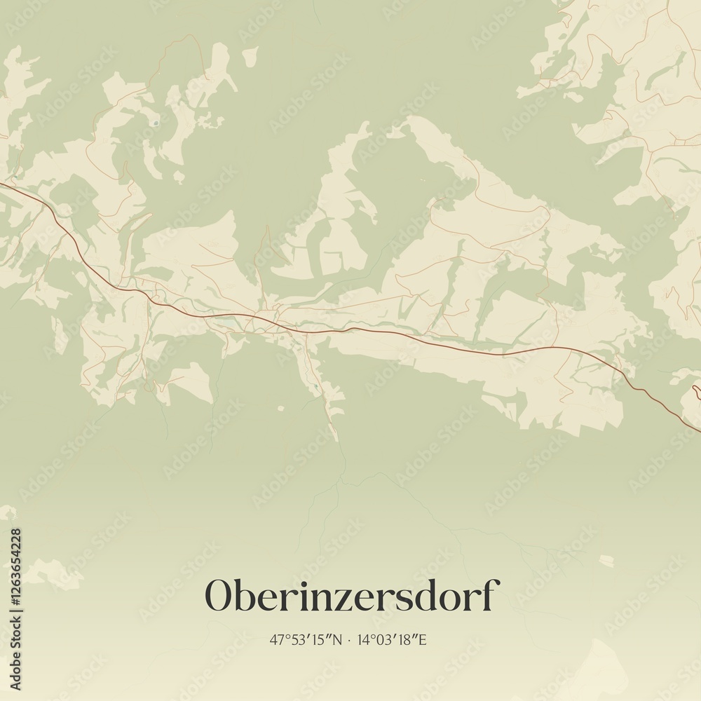 Vintage map of Oberinzersdorf, Austria.