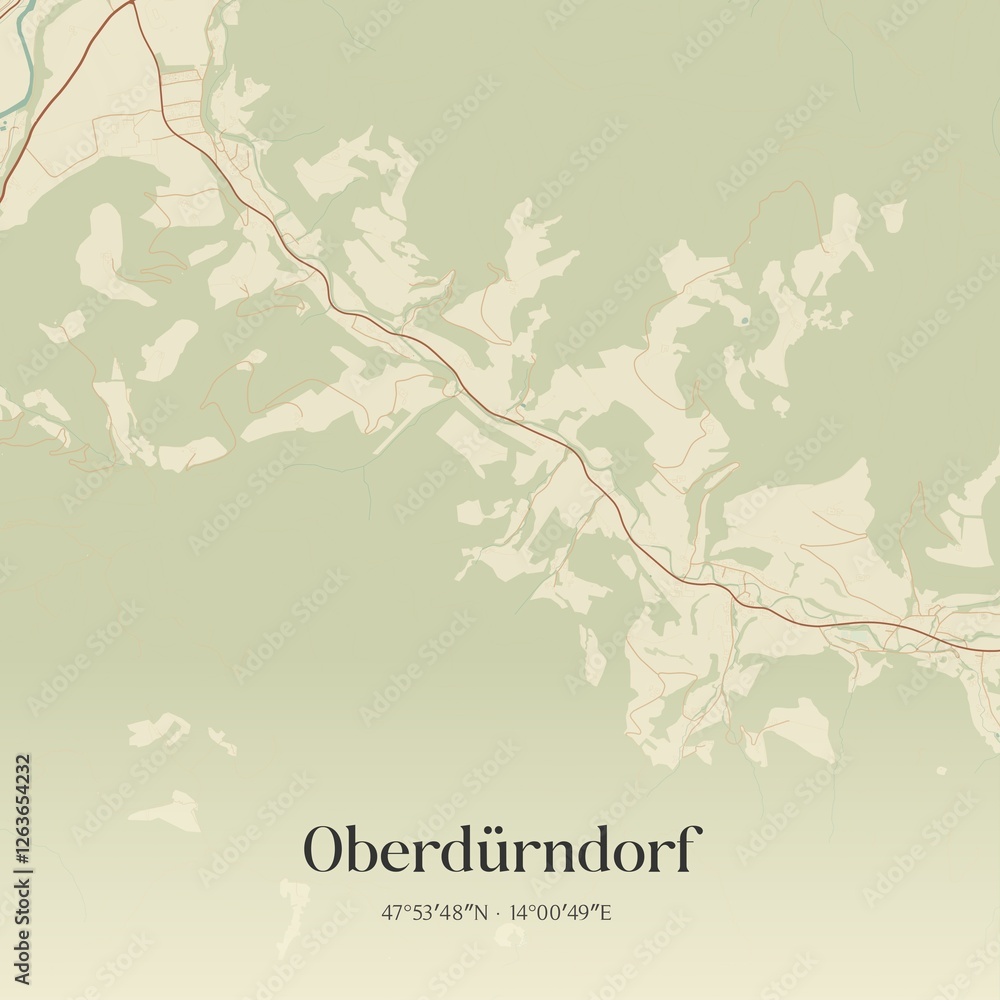 Vintage map of Oberdürndorf, Austria.
