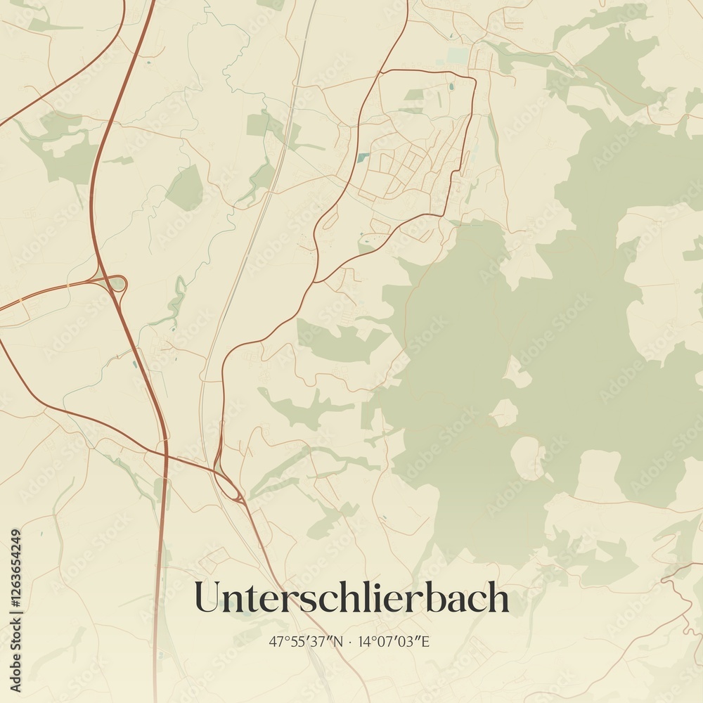Vintage map of Unterschlierbach, Austria.