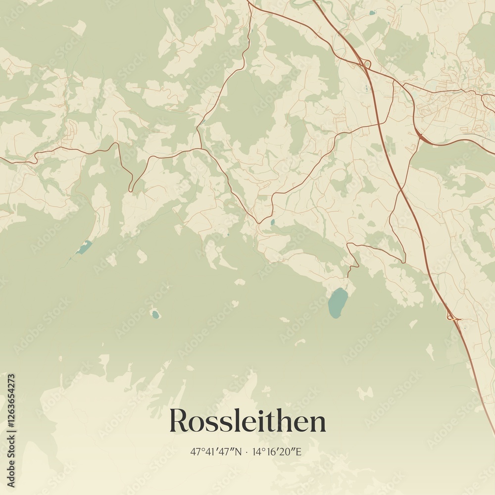 Vintage map of Rossleithen, Austria.