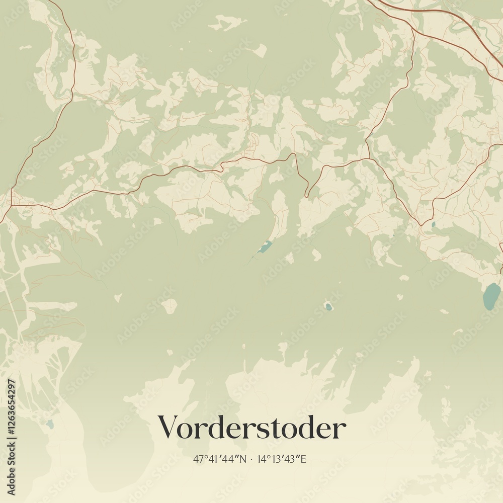 Vintage map of Vorderstoder, Austria.