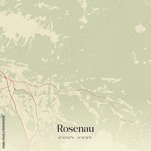 Obraz na płótnie Vintage map of Rosenau, Austria. w salonie