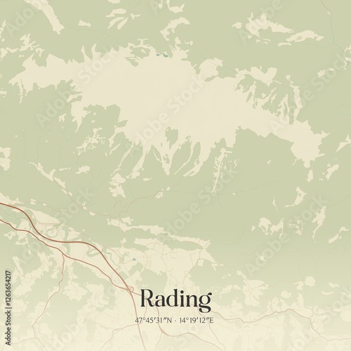 Obraz na płótnie Vintage map of Rading, Austria. w salonie