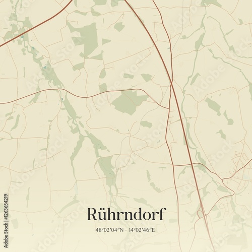 Vintage map of Rührndorf, Austria.