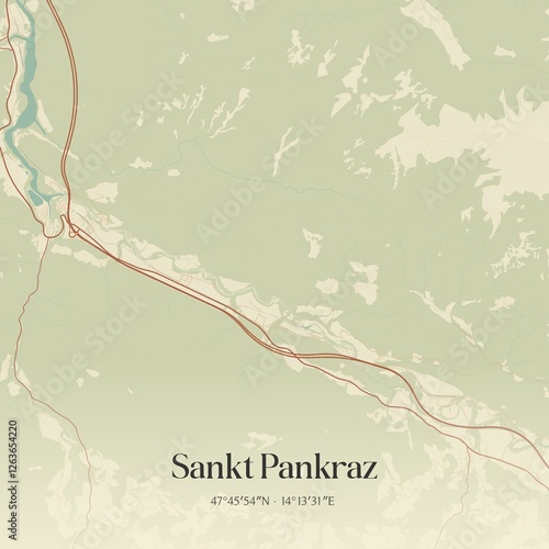 Obraz na płótnie Vintage map of Sankt Pankraz, Austria. w salonie
