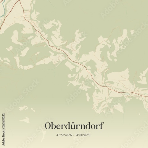 Obraz na płótnie Vintage map of Oberdürndorf, Austria. w salonie