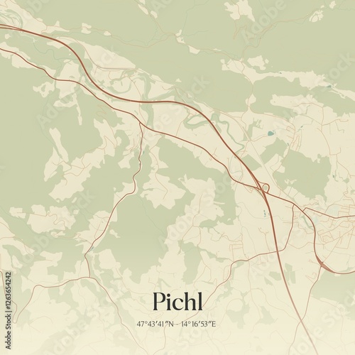 Obraz na płótnie Vintage map of Pichl, Austria. w salonie