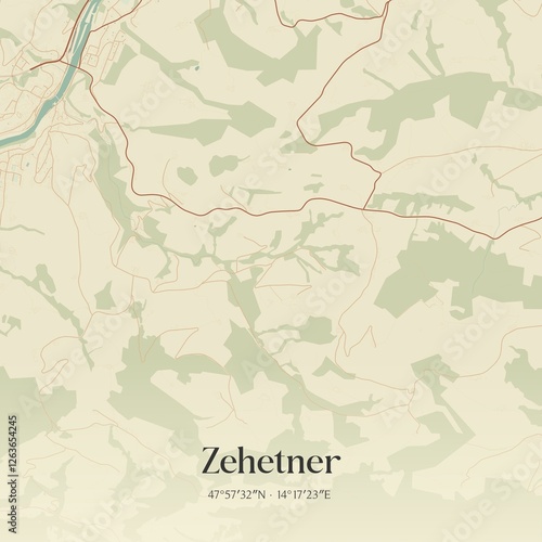 Obraz na płótnie Vintage map of Zehetner, Austria. w salonie