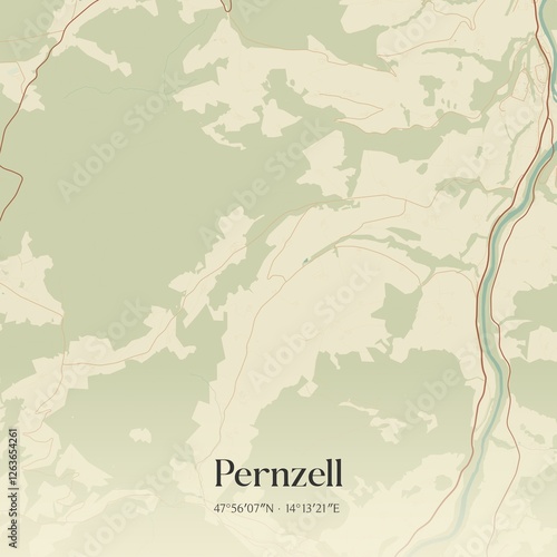 Obraz na płótnie Vintage map of Pernzell, Austria. w salonie