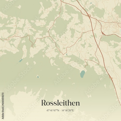 Obraz na płótnie Vintage map of Rossleithen, Austria. w salonie