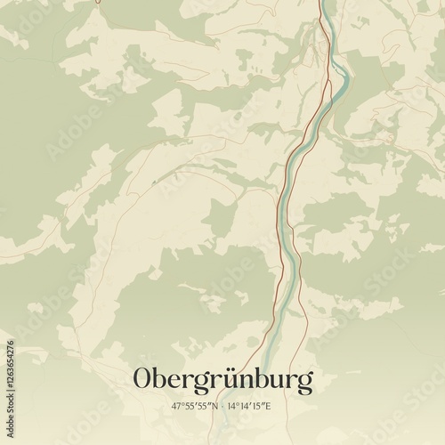 Obraz na płótnie Vintage map of Obergrünburg, Austria. w salonie