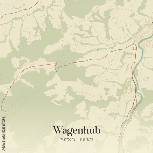 Obraz na płótnie Vintage map of Wagenhub, Austria. w salonie
