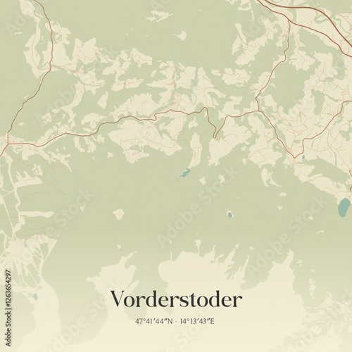 Vintage map of Vorderstoder, Austria. photo