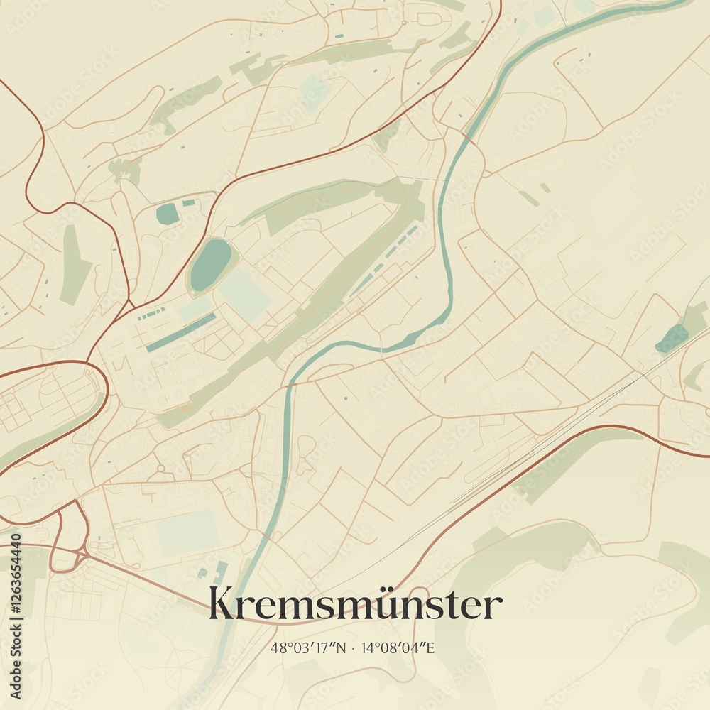Obraz premium Vintage map of Kremsmünster, Austria.