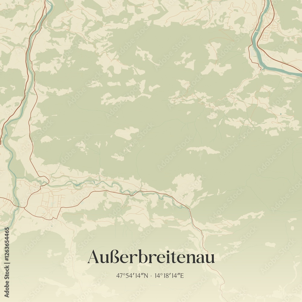 Obraz premium Vintage map of Außerbreitenau, Austria.
