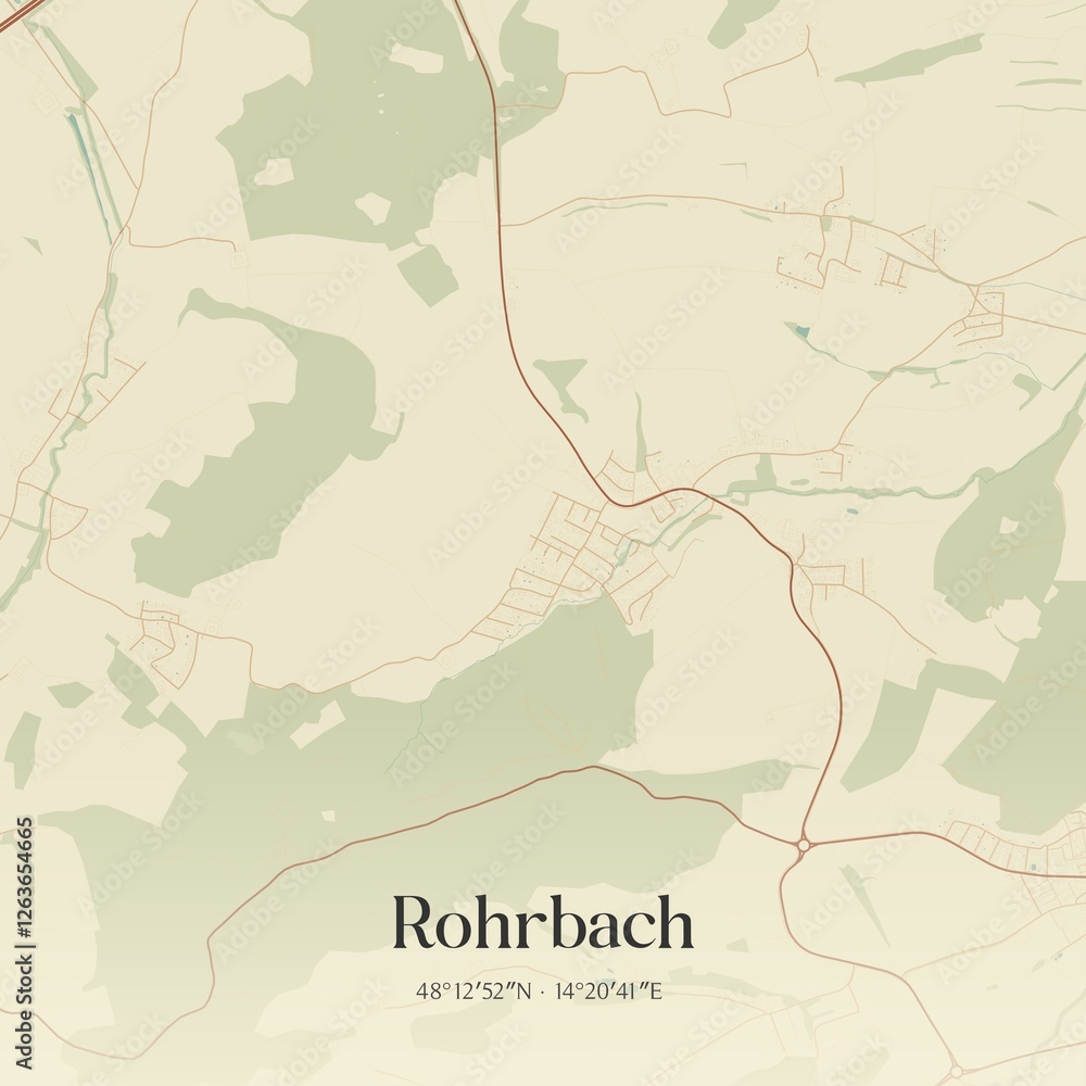 Fototapeta premium Vintage map of Rohrbach, Austria.