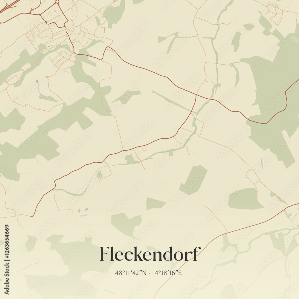 Obraz premium Vintage map of Fleckendorf, Austria.