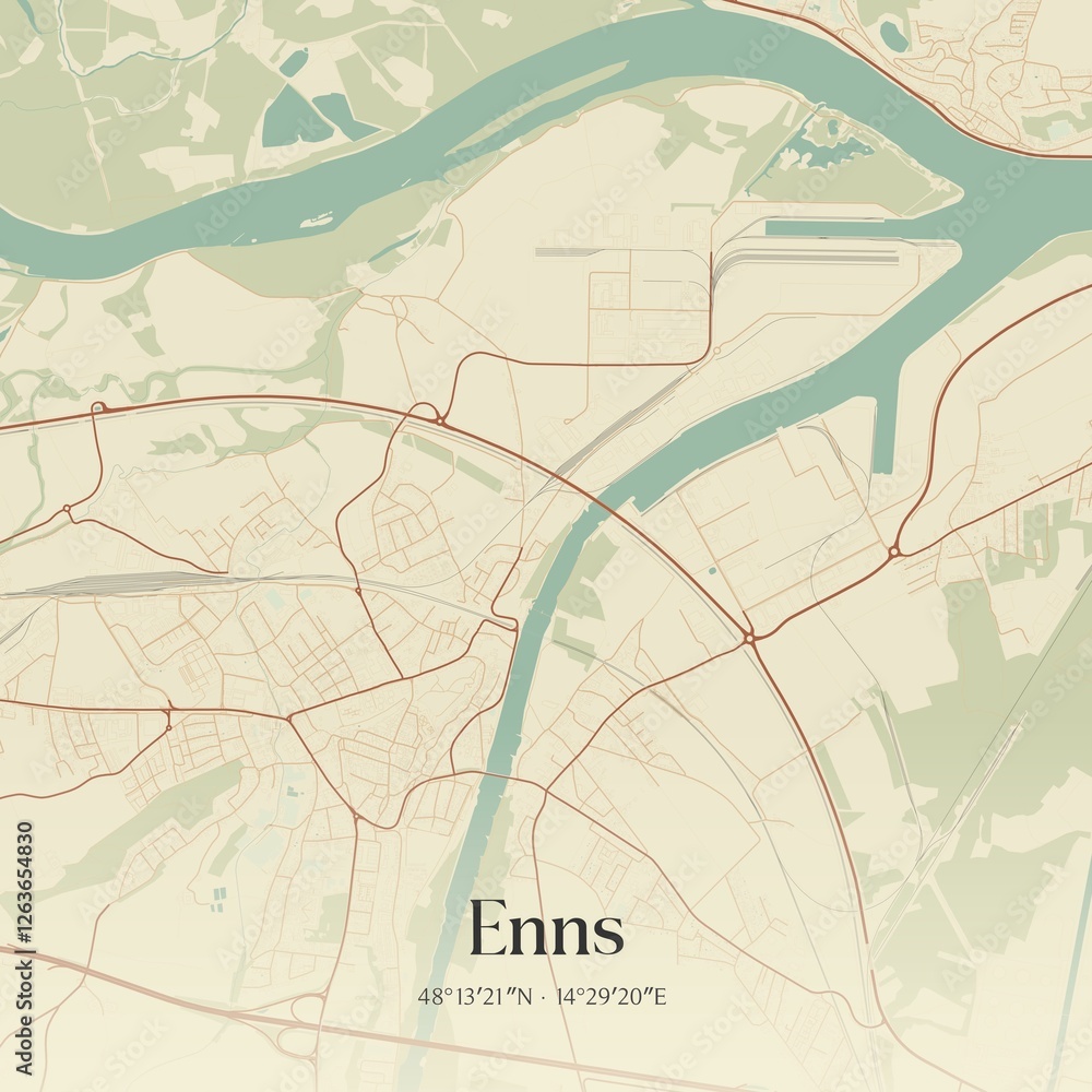 Obraz premium Vintage map of Enns, Austria.