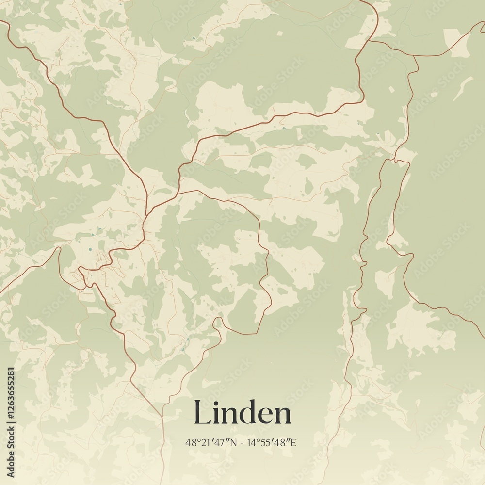 Fototapeta premium Vintage map of Linden, Austria.