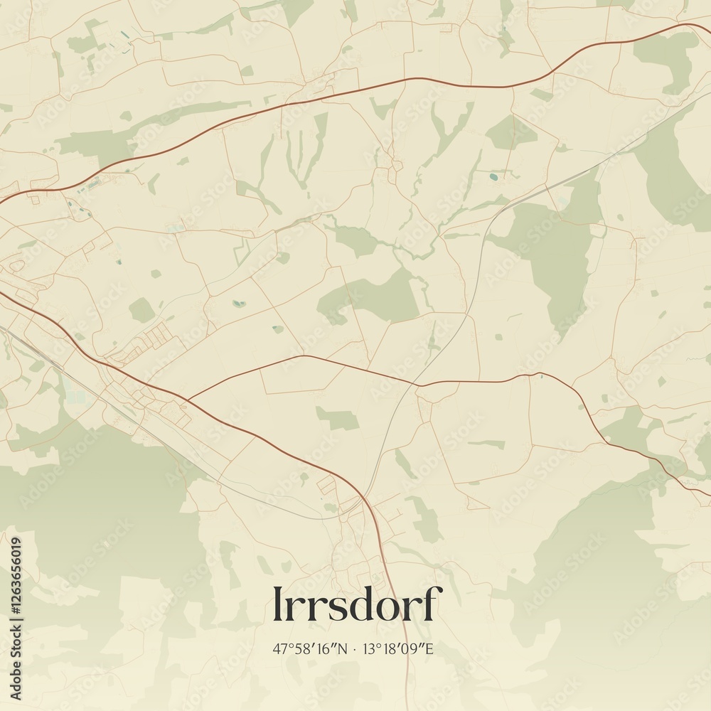 Vintage map of Irrsdorf, Austria.
