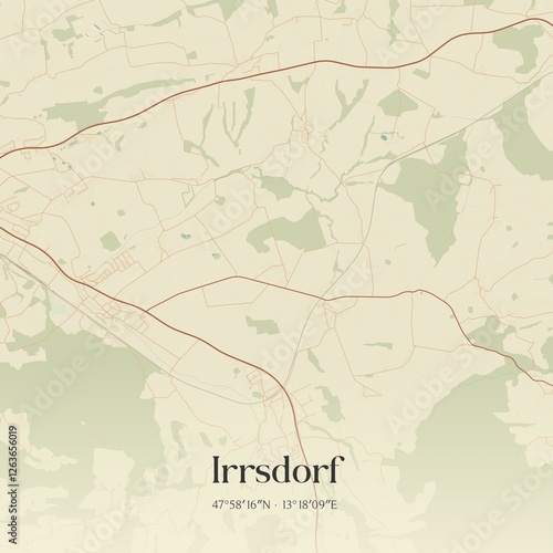 Obraz na płótnie Vintage map of Irrsdorf, Austria. w salonie