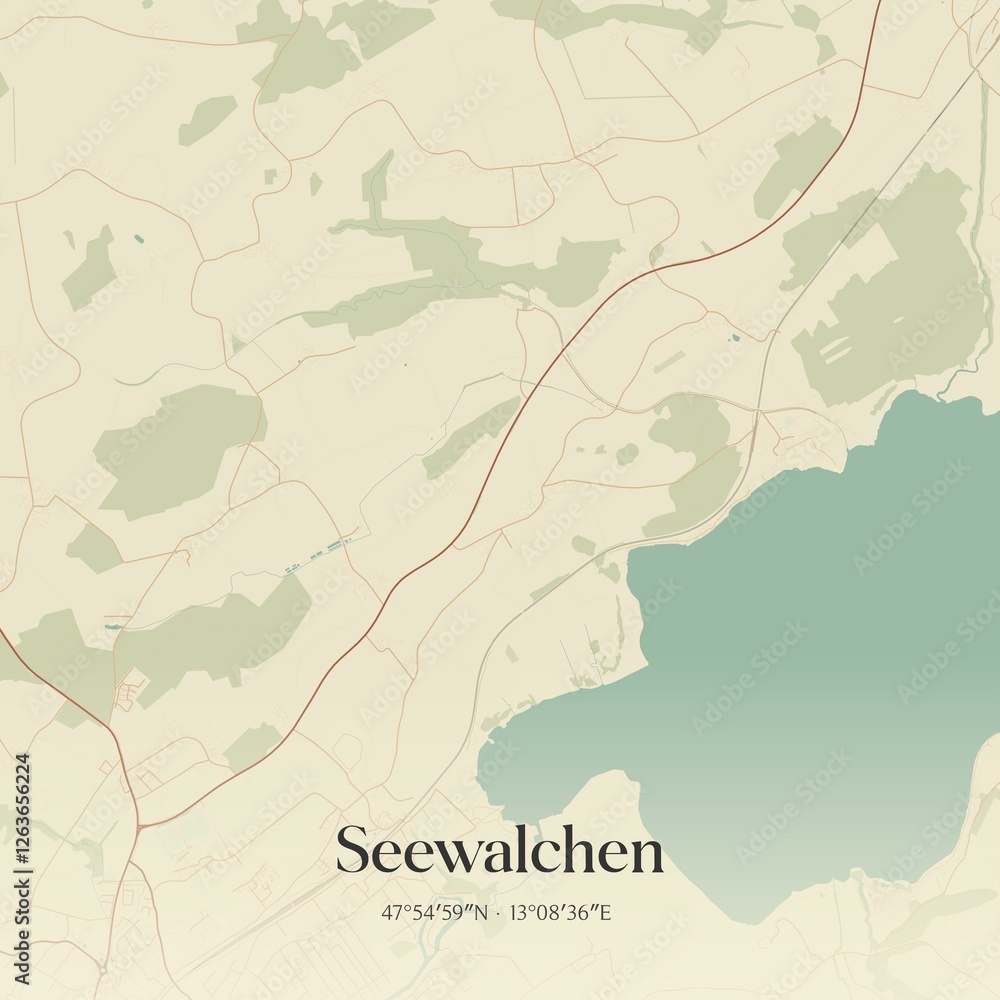 Fototapeta premium Vintage map of Seewalchen, Austria.