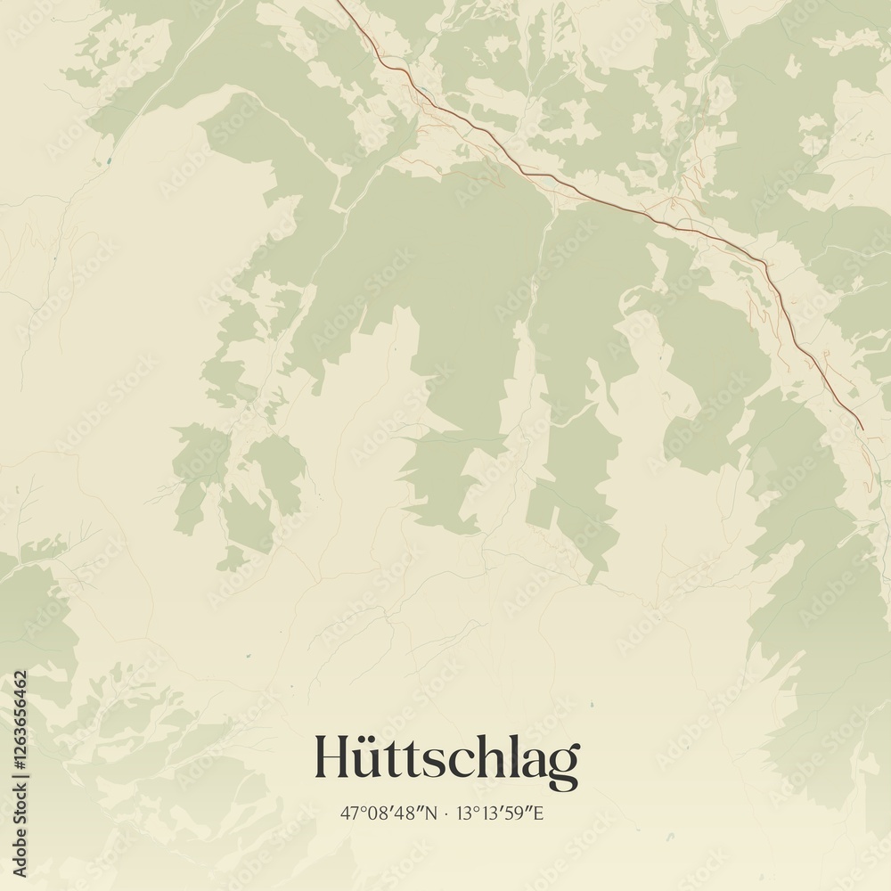Fototapeta premium Vintage map of Hüttschlag, Austria.