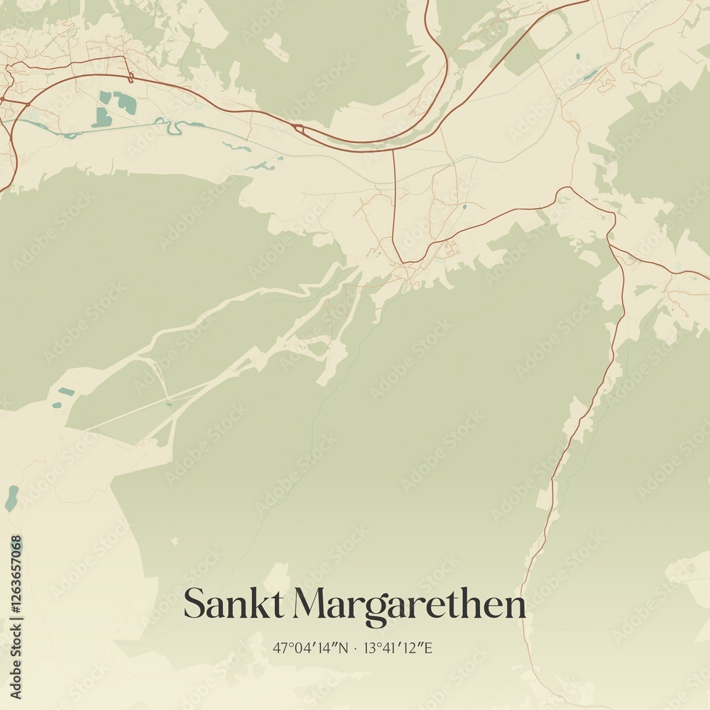 Obraz premium Vintage map of Sankt Margarethen, Austria.