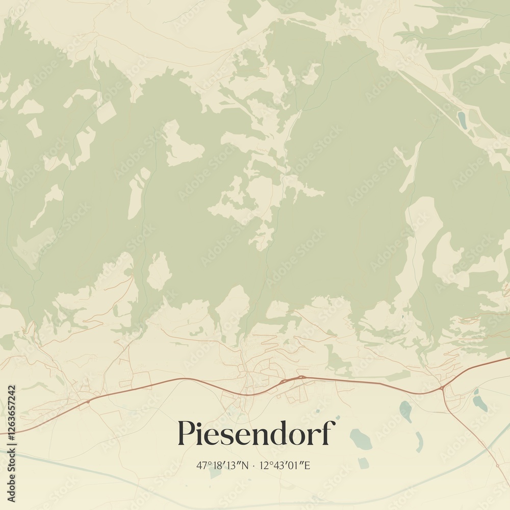 Fototapeta premium Vintage map of Piesendorf, Austria.