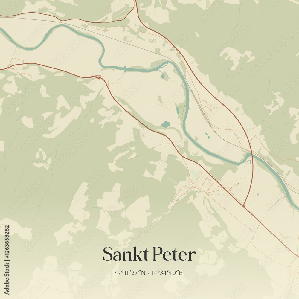 Fototapeta premium Vintage map of Sankt Peter, Austria.