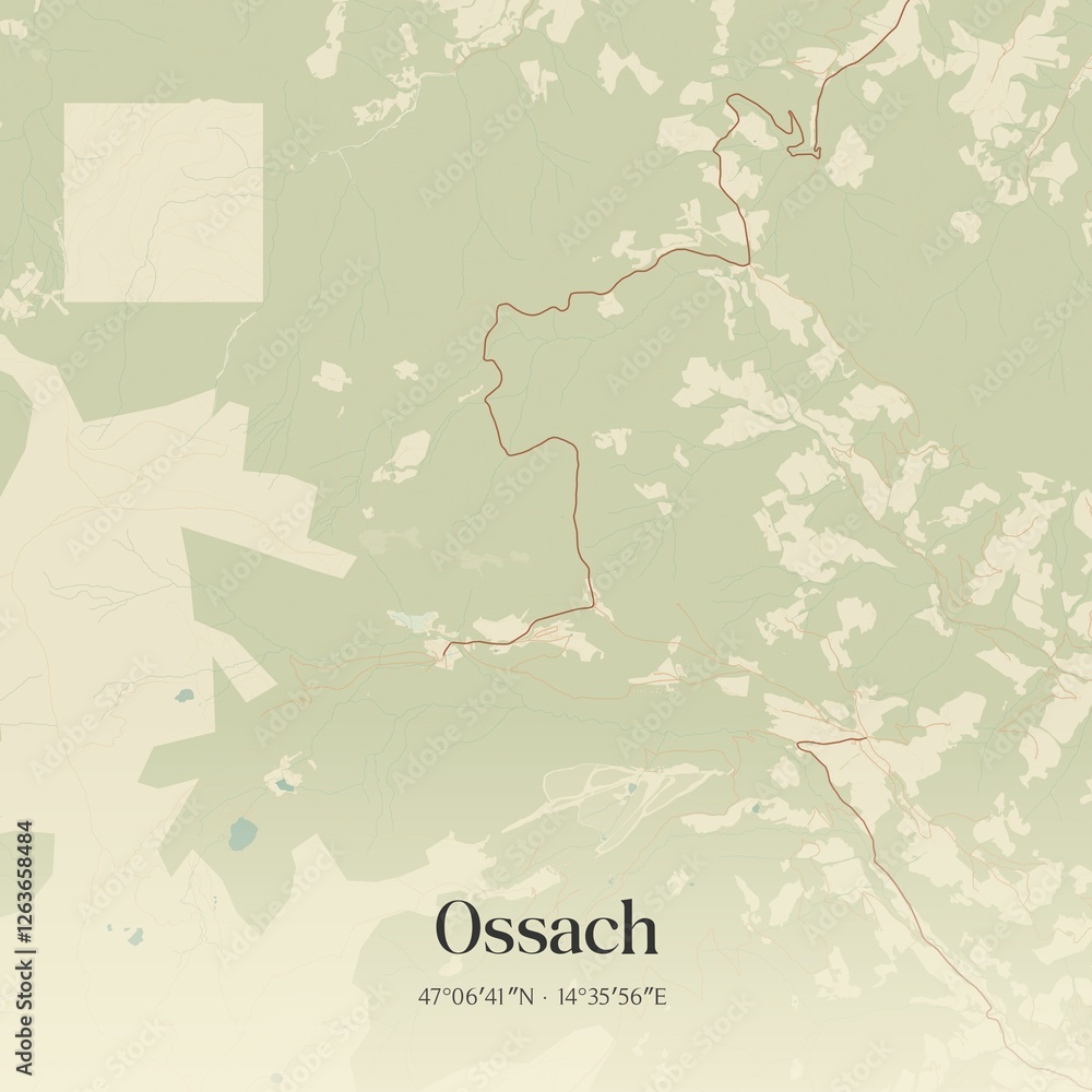 Fototapeta premium Vintage map of Ossach, Austria.