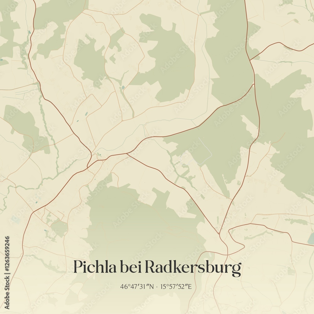 Fototapeta premium Vintage map of Pichla bei Radkersburg, Austria.