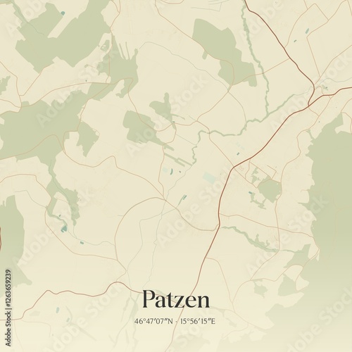 Vintage map of Patzen, Austria.