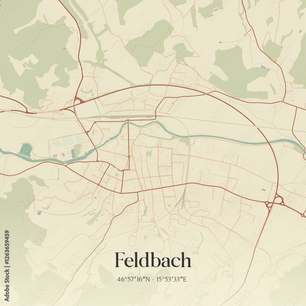 Obraz premium Vintage map of Feldbach, Austria.