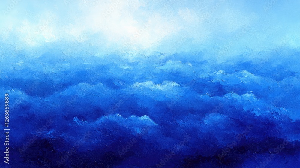 Fototapeta premium Abstract blue landscape, painted clouds, digital art, background image