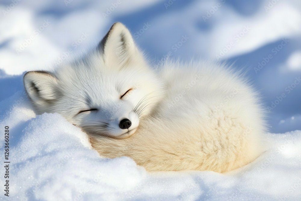 Artic Fox in Snowy Quebec, Canada. Wildlife Animal in Arctic Winter Background Artic Fox in Snowy Quebec, Canada. Wildlife Animal in Arctic Winter Background