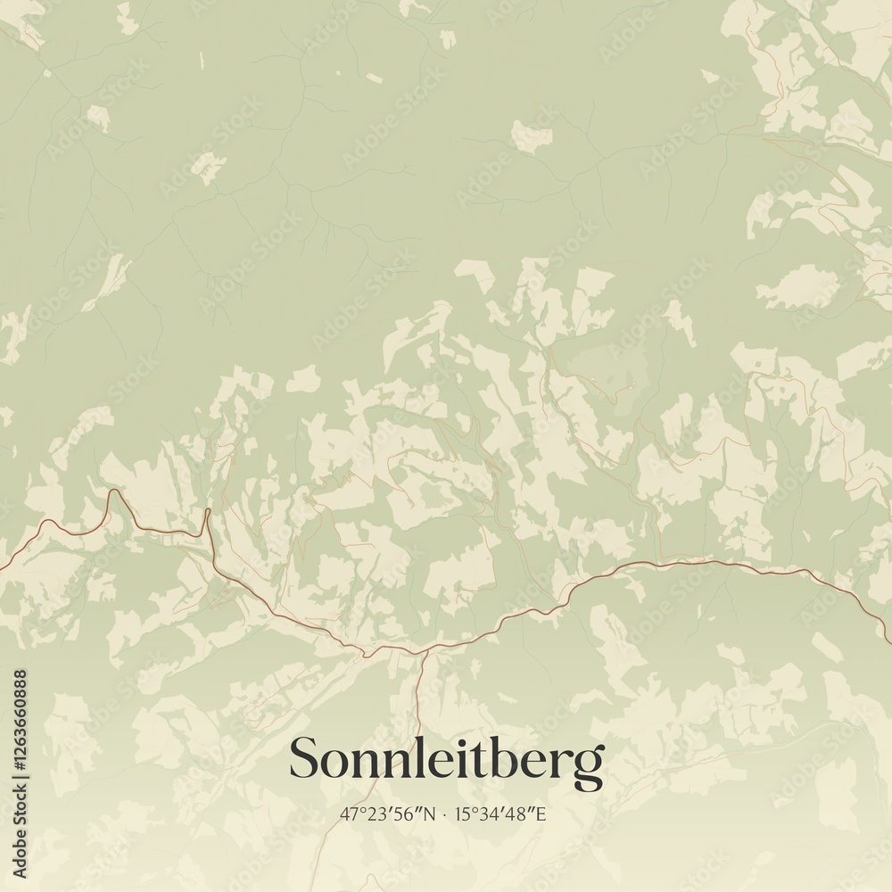 Fototapeta premium Vintage map of Sonnleitberg, Austria.